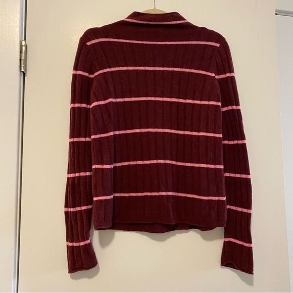 Madewell Maroon & Pink Striped Evercrest Turtleneck Sweater in Coziest Yarn - Picture 6 of 9